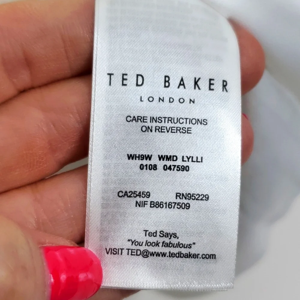 Ted Baker London Lylli Elegance Print V Neck White Bodycon Dress 4 NWT - Picture 10 of 16
